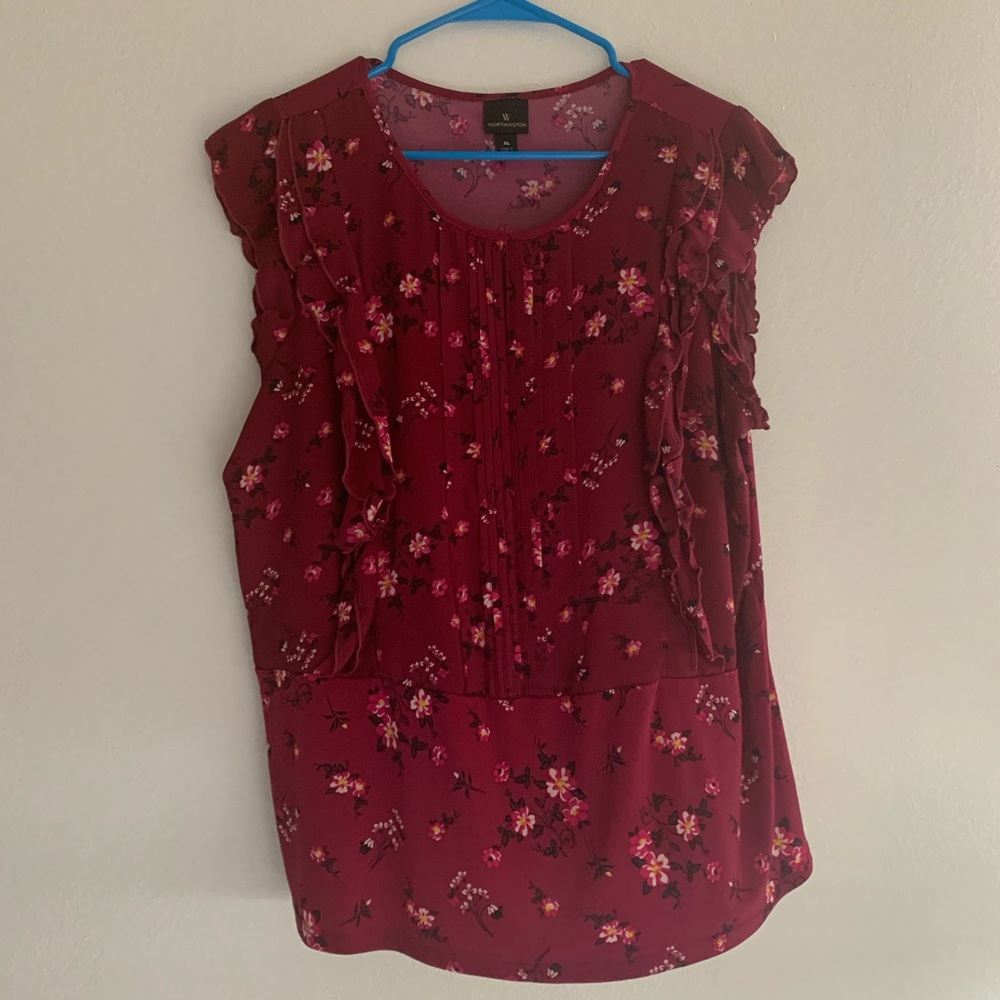 Worthington Flowery Pink Blouse